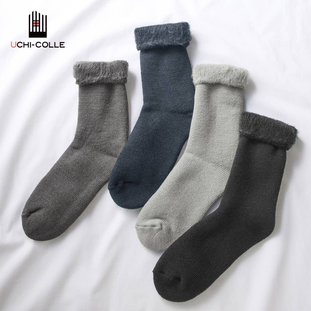 Fleece-lined crew-length room socks